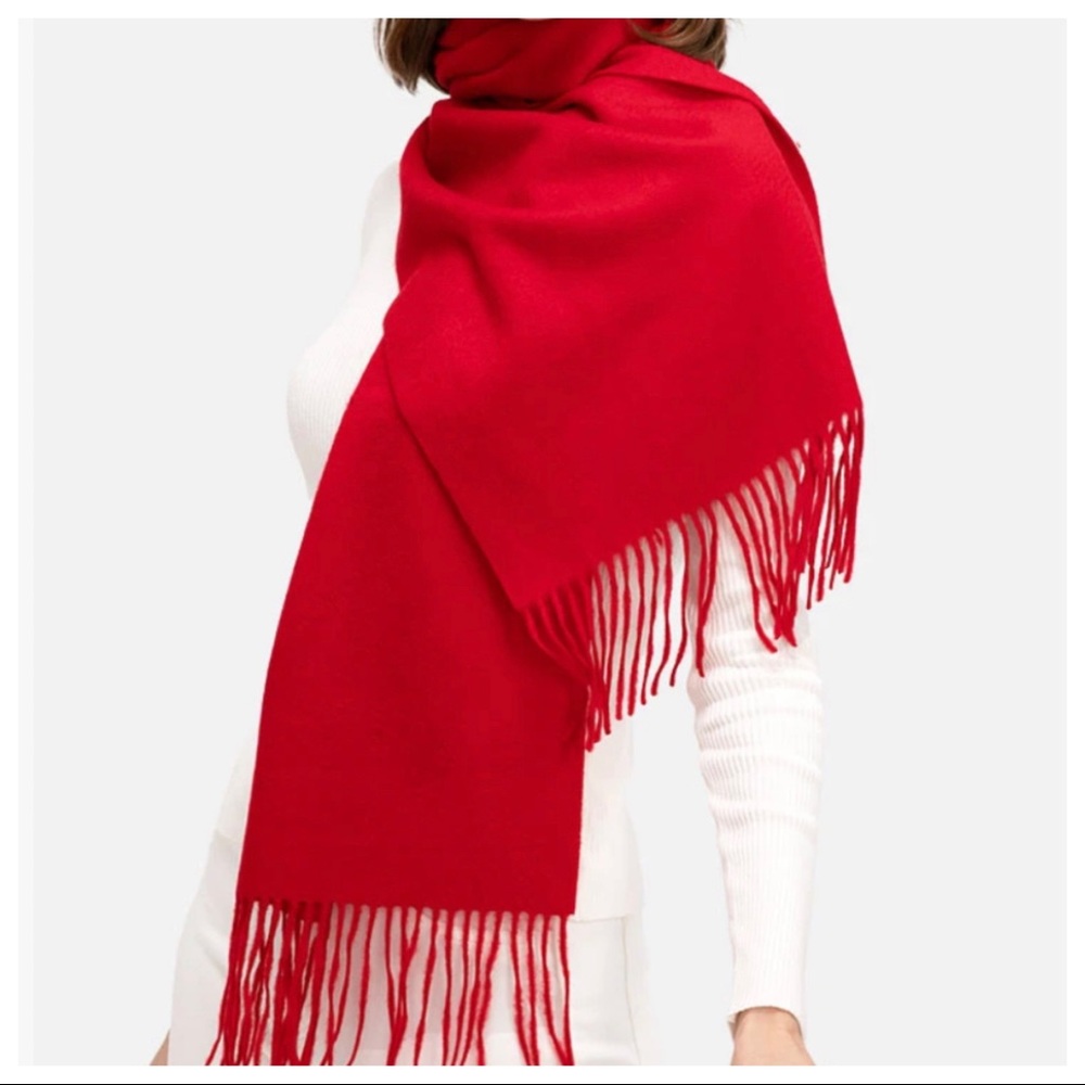 Gorgeous Holiday perfect soft red Cashmere Fringe scarf